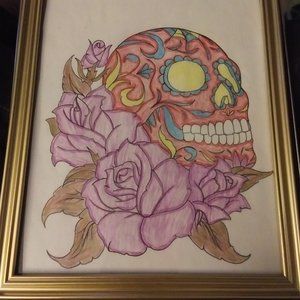 Framed Skull Artwork 8 x 10